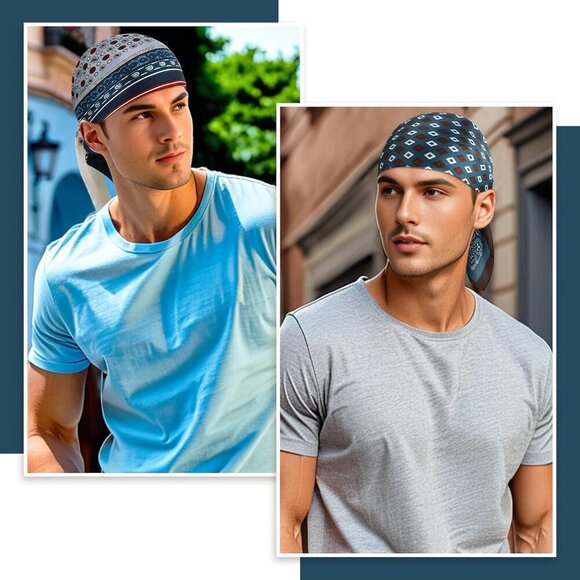 Mens Silk Feel Scarf 2 Pack, 27 Inch Neckerchief Ascot, Novelty Head Bandana Wra - Picture 5 of 6